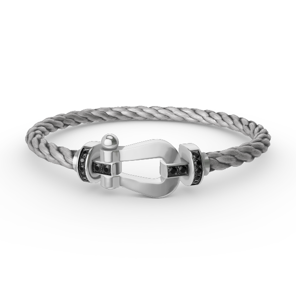[⭐Clover Jewelry]FORCE LARGE HORSESHOE BLACK DIAMOND BRACELET SILVER