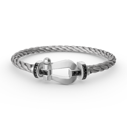 [⭐Clover Jewelry]FORCE LARGE HORSESHOE BLACK DIAMOND BRACELET SILVER