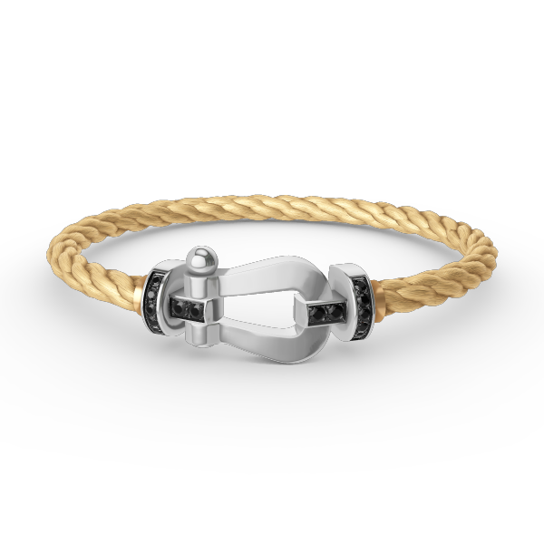 [⭐Clover Jewelry]FORCE LARGE HORSESHOE BLACK DIAMOND BRACELET SILVER