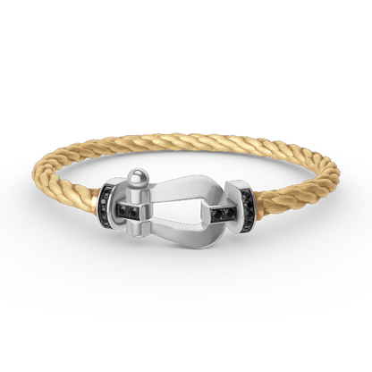 [⭐Clover Jewelry]FORCE LARGE HORSESHOE BLACK DIAMOND BRACELET SILVER