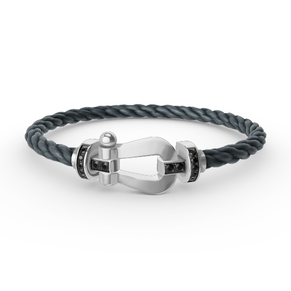 [⭐Clover Jewelry]FORCE LARGE HORSESHOE BLACK DIAMOND BRACELET SILVER