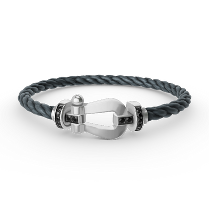 [⭐Clover Jewelry]FORCE LARGE HORSESHOE BLACK DIAMOND BRACELET SILVER
