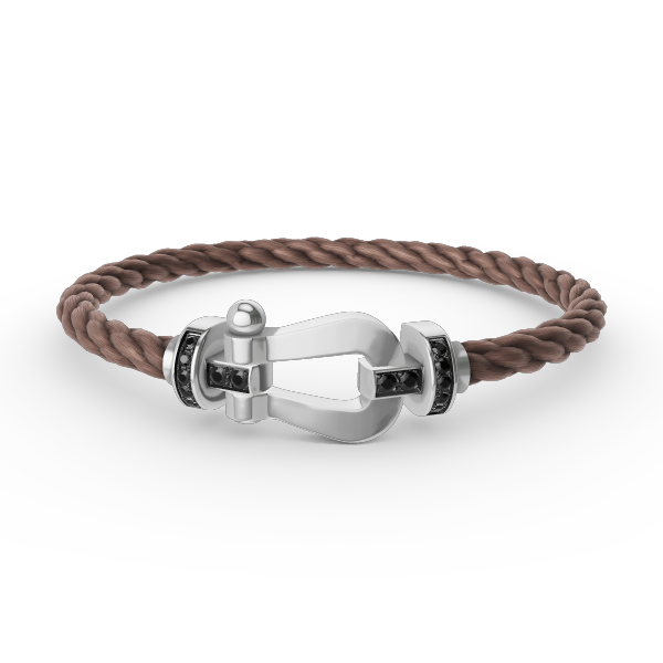 [⭐Clover Jewelry]FORCE LARGE HORSESHOE BLACK DIAMOND BRACELET SILVER