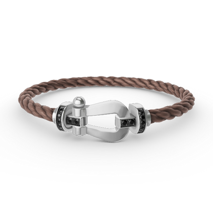 [⭐Clover Jewelry]FORCE LARGE HORSESHOE BLACK DIAMOND BRACELET SILVER