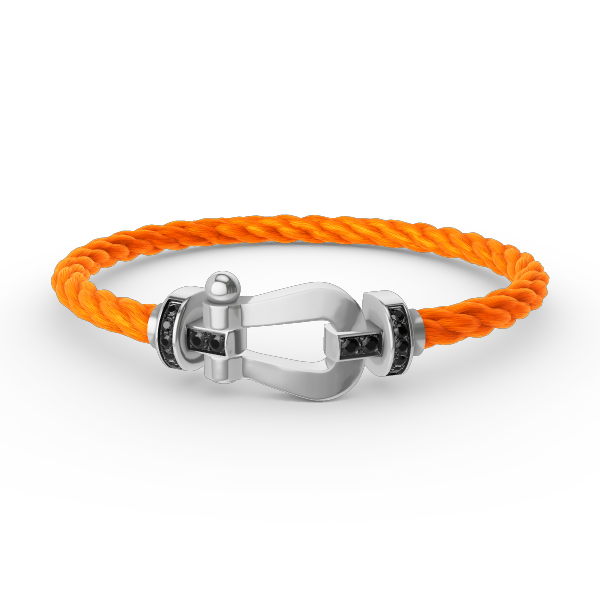 [⭐Clover Jewelry]FORCE LARGE HORSESHOE BLACK DIAMOND BRACELET SILVER
