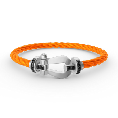 [⭐Clover Jewelry]FORCE LARGE HORSESHOE BLACK DIAMOND BRACELET SILVER