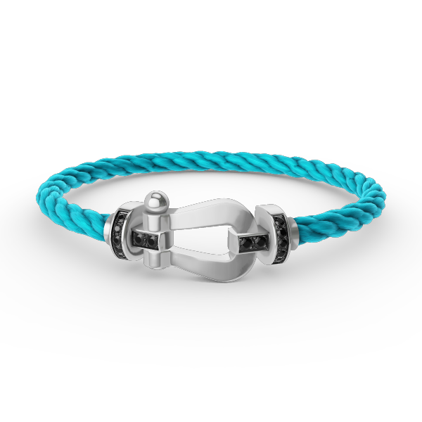 [⭐Clover Jewelry]FORCE LARGE HORSESHOE BLACK DIAMOND BRACELET SILVER