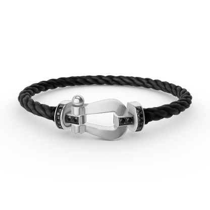 [⭐Clover Jewelry]FORCE LARGE HORSESHOE BLACK DIAMOND BRACELET SILVER
