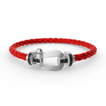 [⭐Clover Jewelry]FORCE LARGE HORSESHOE BLACK DIAMOND BRACELET SILVER