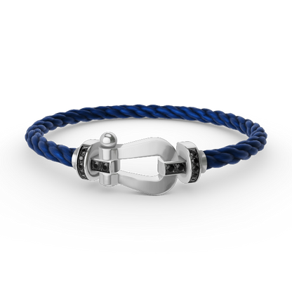[⭐Clover Jewelry]FORCE LARGE HORSESHOE BLACK DIAMOND BRACELET SILVER