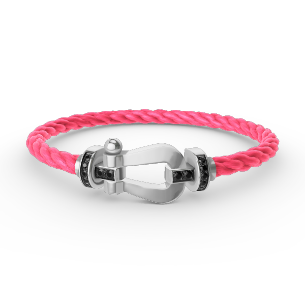 [⭐Clover Jewelry]FORCE LARGE HORSESHOE BLACK DIAMOND BRACELET SILVER