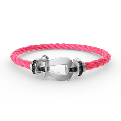 [⭐Clover Jewelry]FORCE LARGE HORSESHOE BLACK DIAMOND BRACELET SILVER