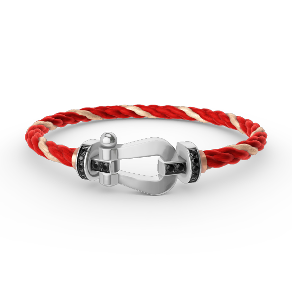 [⭐Clover Jewelry]FORCE LARGE HORSESHOE BLACK DIAMOND BRACELET SILVER