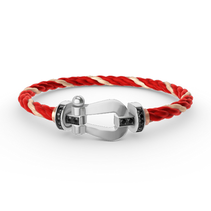[⭐Clover Jewelry]FORCE LARGE HORSESHOE BLACK DIAMOND BRACELET SILVER