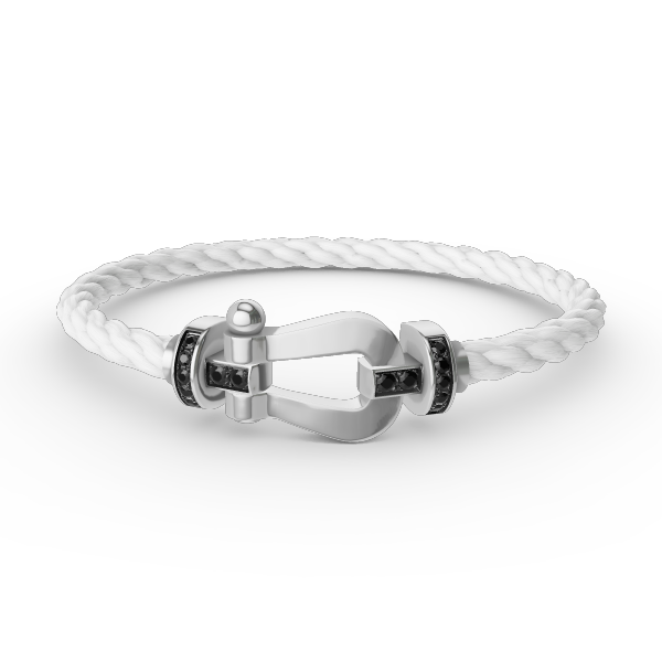 [⭐Clover Jewelry]FORCE LARGE HORSESHOE BLACK DIAMOND BRACELET SILVER