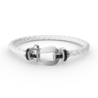 [⭐Clover Jewelry]FORCE LARGE HORSESHOE BLACK DIAMOND BRACELET SILVER