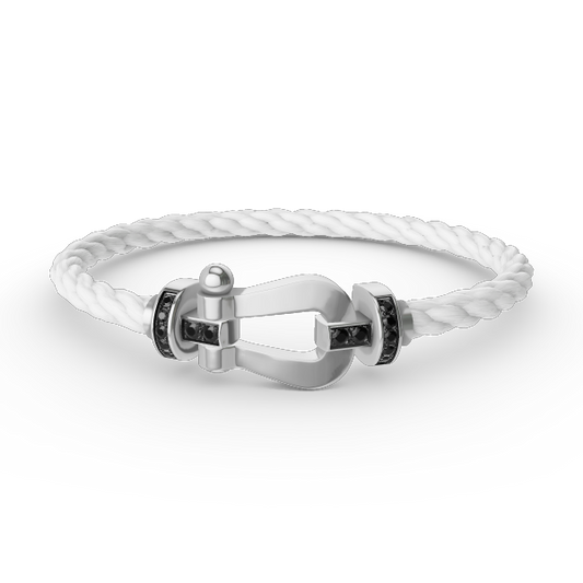 [⭐Clover Jewelry]FORCE LARGE HORSESHOE BLACK DIAMOND BRACELET SILVER