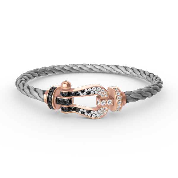 [⭐Clover Jewelry]FORCE LARGE HORSESHOE BLACK WHITE DIAMOND BRACELET ROSE GOLD