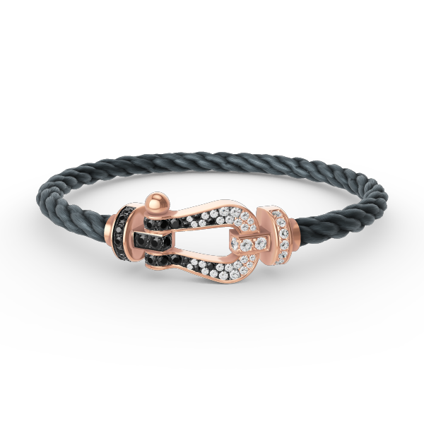 [⭐Clover Jewelry]FORCE LARGE HORSESHOE BLACK WHITE DIAMOND BRACELET ROSE GOLD