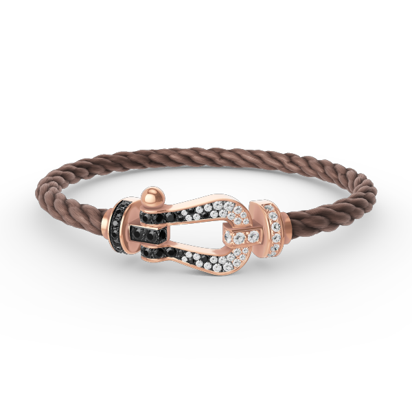 [⭐Clover Jewelry]FORCE LARGE HORSESHOE BLACK WHITE DIAMOND BRACELET ROSE GOLD