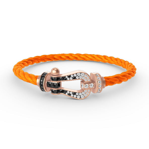 [⭐Clover Jewelry]FORCE LARGE HORSESHOE BLACK WHITE DIAMOND BRACELET ROSE GOLD