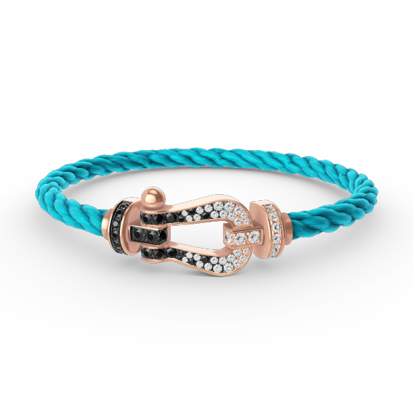 [⭐Clover Jewelry]FORCE LARGE HORSESHOE BLACK WHITE DIAMOND BRACELET ROSE GOLD