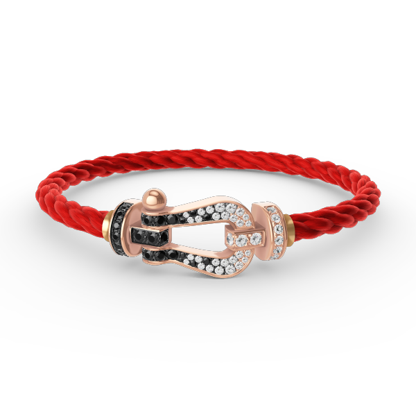 [⭐Clover Jewelry]FORCE LARGE HORSESHOE BLACK WHITE DIAMOND BRACELET ROSE GOLD