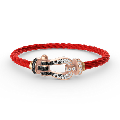 [⭐Clover Jewelry]FORCE LARGE HORSESHOE BLACK WHITE DIAMOND BRACELET ROSE GOLD