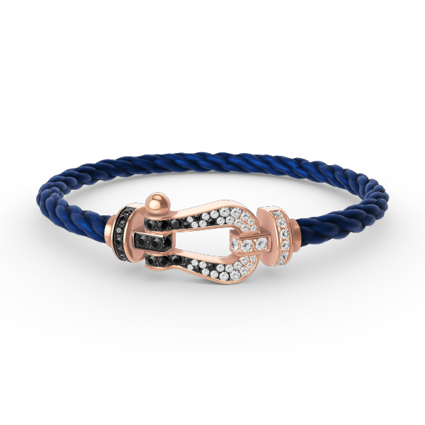 [⭐Clover Jewelry]FORCE LARGE HORSESHOE BLACK WHITE DIAMOND BRACELET ROSE GOLD