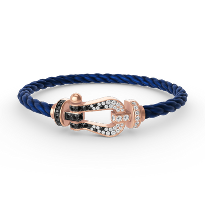 [⭐Clover Jewelry]FORCE LARGE HORSESHOE BLACK WHITE DIAMOND BRACELET ROSE GOLD