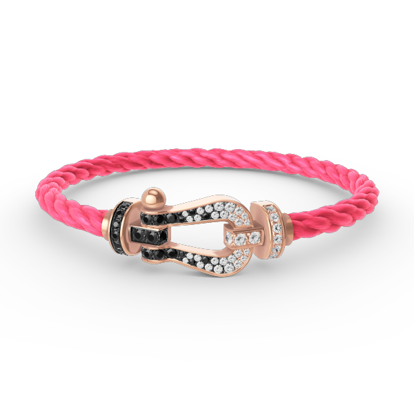 [⭐Clover Jewelry]FORCE LARGE HORSESHOE BLACK WHITE DIAMOND BRACELET ROSE GOLD