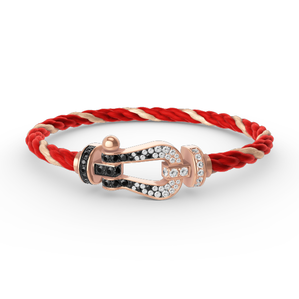 [⭐Clover Jewelry]FORCE LARGE HORSESHOE BLACK WHITE DIAMOND BRACELET ROSE GOLD