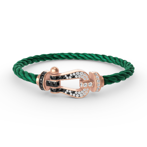 [⭐Clover Jewelry]FORCE LARGE HORSESHOE BLACK WHITE DIAMOND BRACELET ROSE GOLD