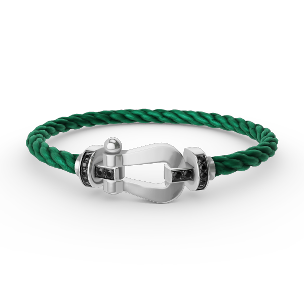 [⭐Clover Jewelry]FORCE LARGE HORSESHOE BLACK DIAMOND BRACELET SILVER