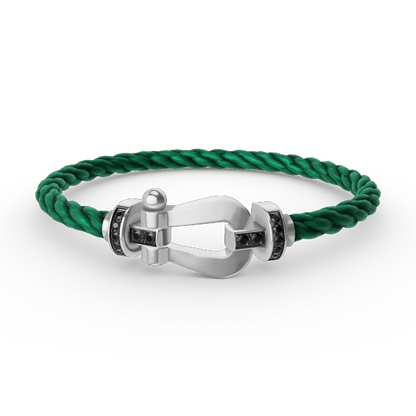[⭐Clover Jewelry]FORCE LARGE HORSESHOE BLACK DIAMOND BRACELET SILVER