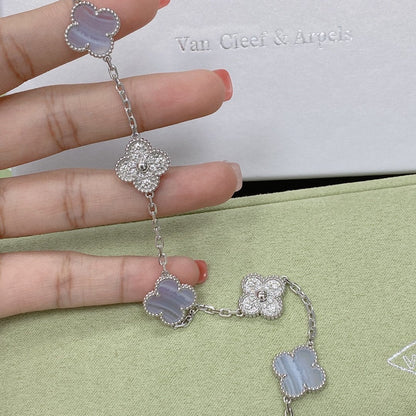 [⭐Clover Jewelry] CLOVER 5 MOTIF PURPLE CHALCEDONY BRACELET COLLECTION