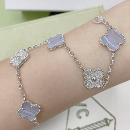 [⭐Clover Jewelry] CLOVER 5 MOTIF PURPLE CHALCEDONY BRACELET COLLECTION