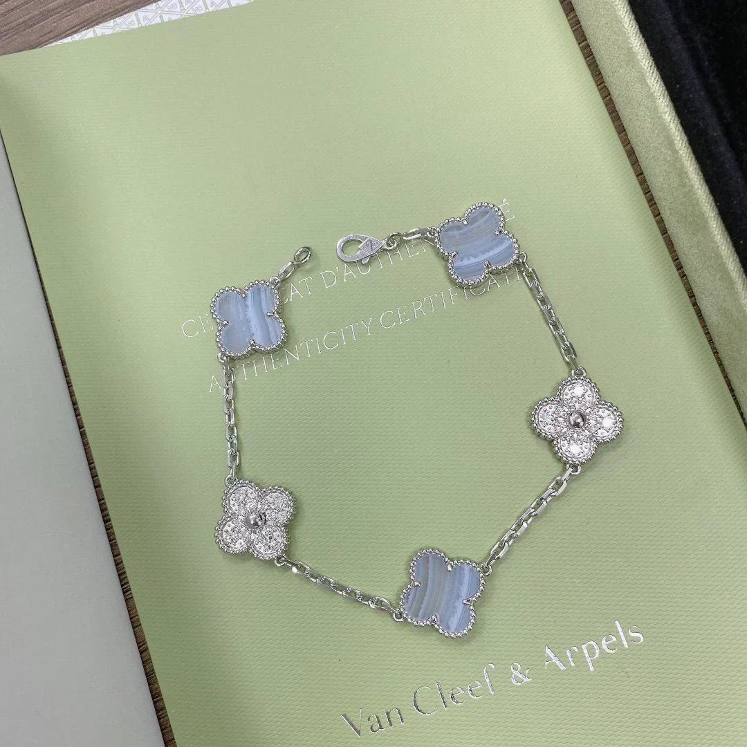 [⭐Clover Jewelry] CLOVER 5 MOTIF PURPLE CHALCEDONY BRACELET COLLECTION