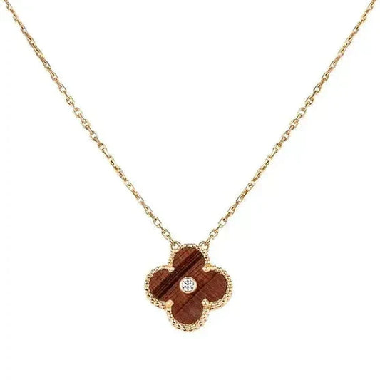 [⭐Clover Jewelry]CLOVER 15MM DIAMOND AND YELLOW TIGER'S EYE AGATE necklace