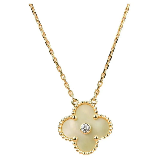 [⭐Clover Jewelry]CLOVER 15MM DIAMOND GOLD MOTHER OF PEARL NECKLACE