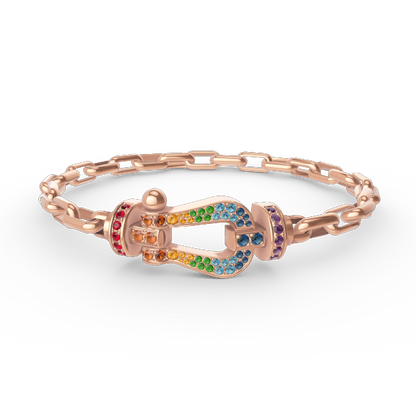 [⭐Clover Jewelry]FORCE LARGE HORSESHOE CLASP  METAL BRACELET