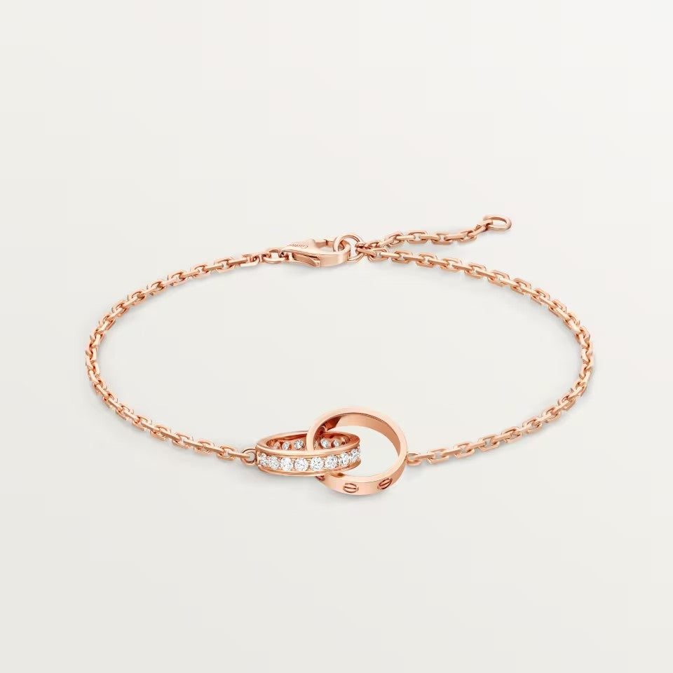 [⭐Clover Jewelry]LOVE DOUBLE RING HALF DIAMOND BRACELET