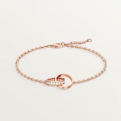 [⭐Clover Jewelry]LOVE DOUBLE RING HALF DIAMOND BRACELET