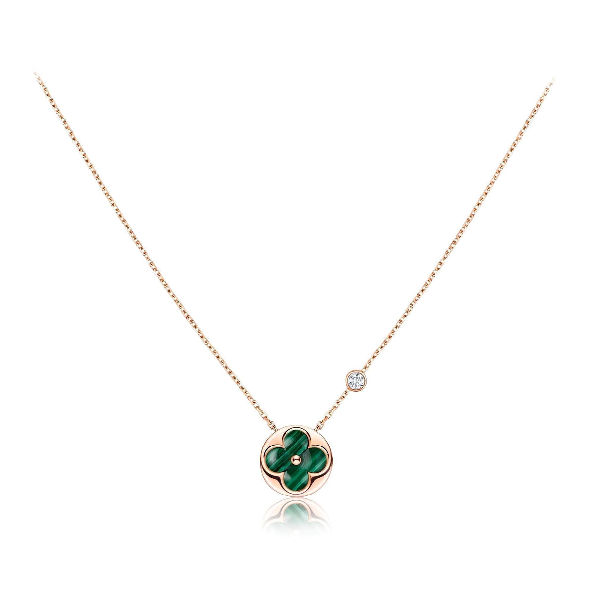 [⭐Clover Jewelry]SUN PEDANT PINK GOLD 1 DIAMOND NECKLACE