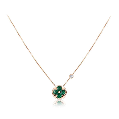 [⭐Clover Jewelry]SUN PEDANT PINK GOLD 1 DIAMOND NECKLACE
