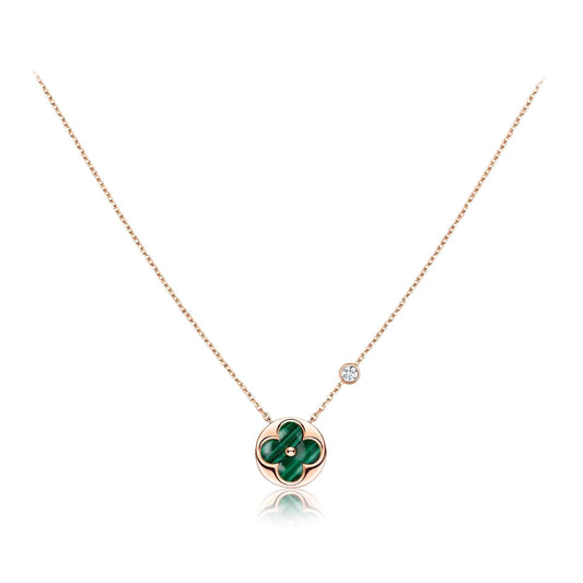 [⭐Clover Jewelry]SUN PEDANT PINK GOLD 1 DIAMOND NECKLACE