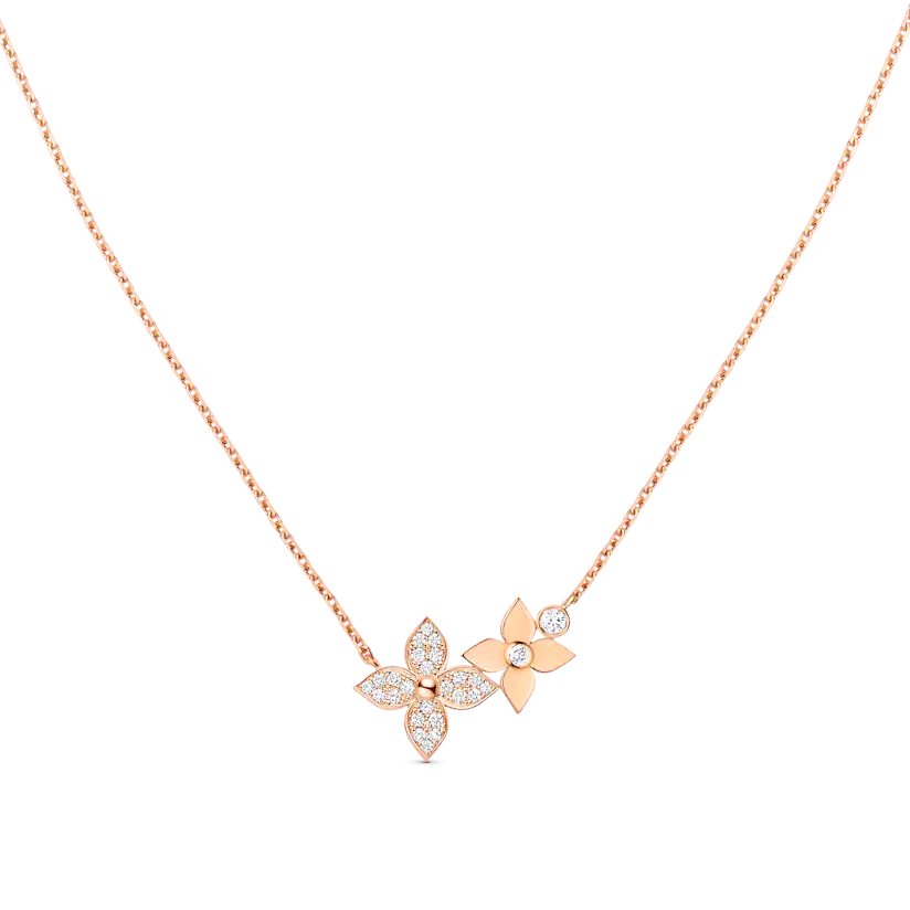 [⭐Clover Jewelry]STAR BLOSSOM NECKLACE PINK GOLD DIAMONDS