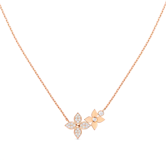 [⭐Clover Jewelry]STAR BLOSSOM NECKLACE PINK GOLD DIAMONDS