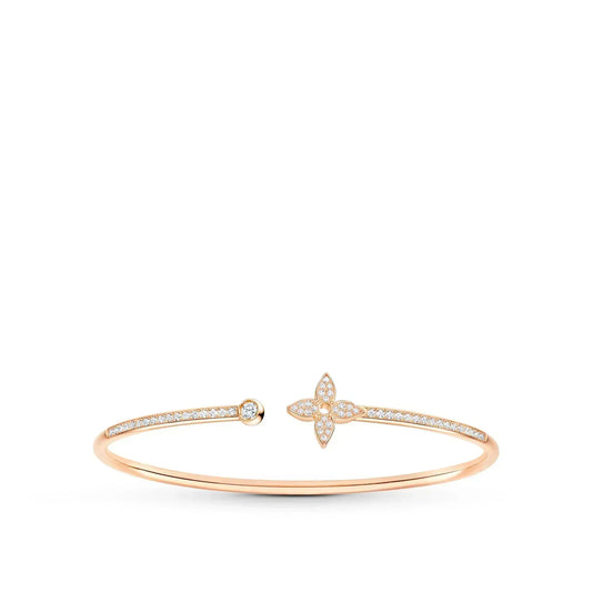 [⭐Clover Jewelry]IDYLLE PINK GOLD OPEN BRACELET DIAMOND PAVED