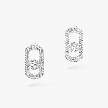 [⭐Clover Jewelry]So Move Pave_-Set Diamond Earrings in Silver